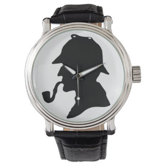 Sherlock Holmes Silhouette Wrist Watch Armbandsur