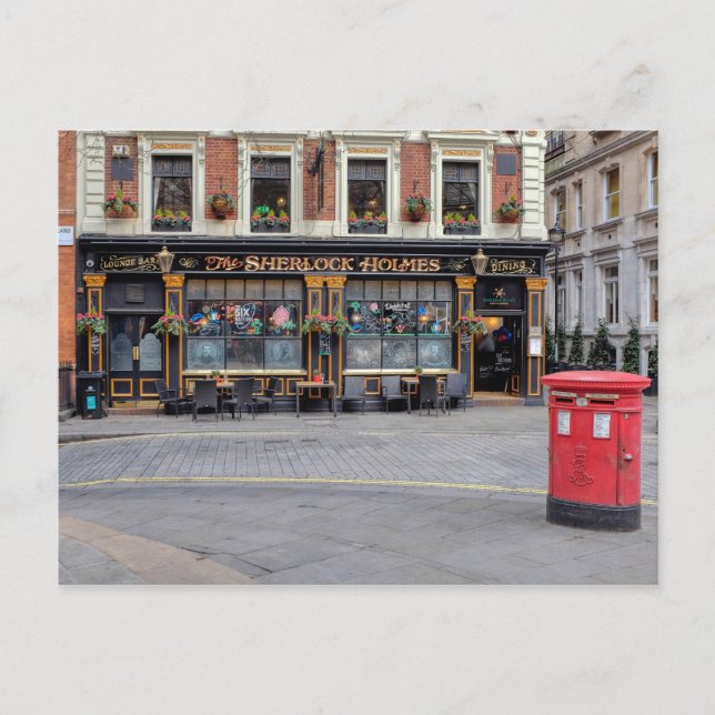Sherlock Holmes, Westminster London UK Vykort (Framsida)