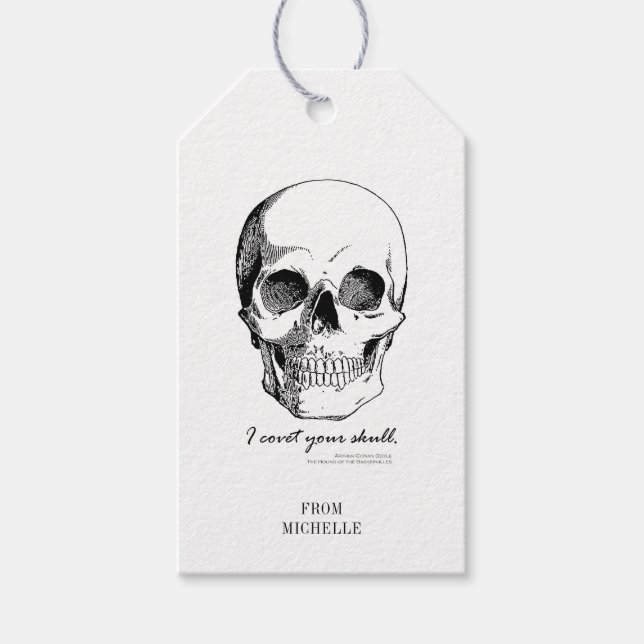 Sherlock Quote I Covet Your Skull Gothic Gift Märk Presentetikett (Framsidan)
