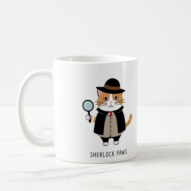 Sherlock Tassar, detektiv katt, Sleuth, brottsoffe Kaffemugg (Vänster)