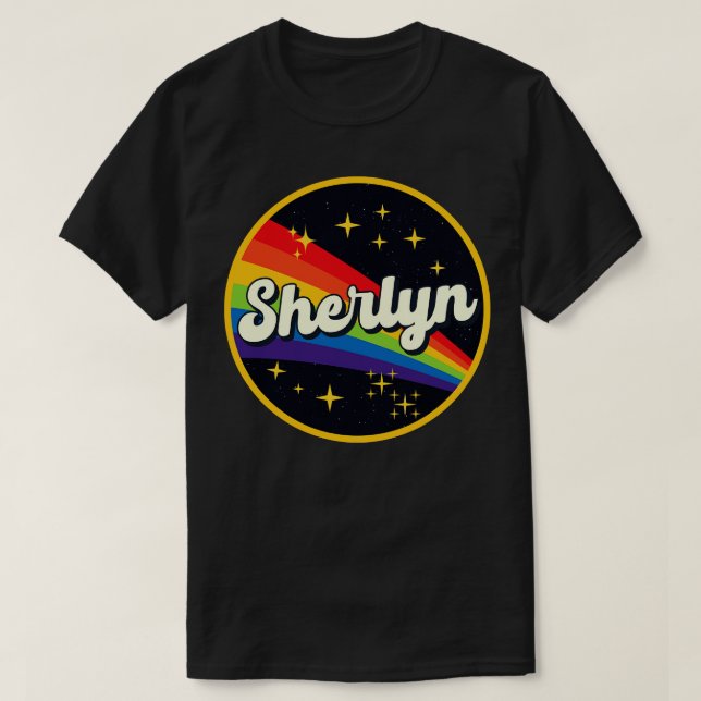 Sherlyn Rainbow in Space Vintage Stil T Shirt (Design framsida)
