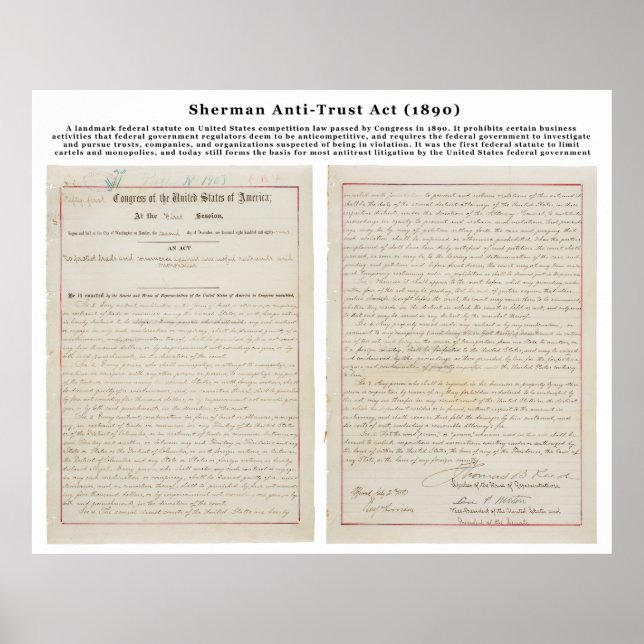 Sherman Antitrust Act juli 21890 Poster (Framsidan)
