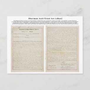 Sherman Antitrust Act juli 21890 Vykort