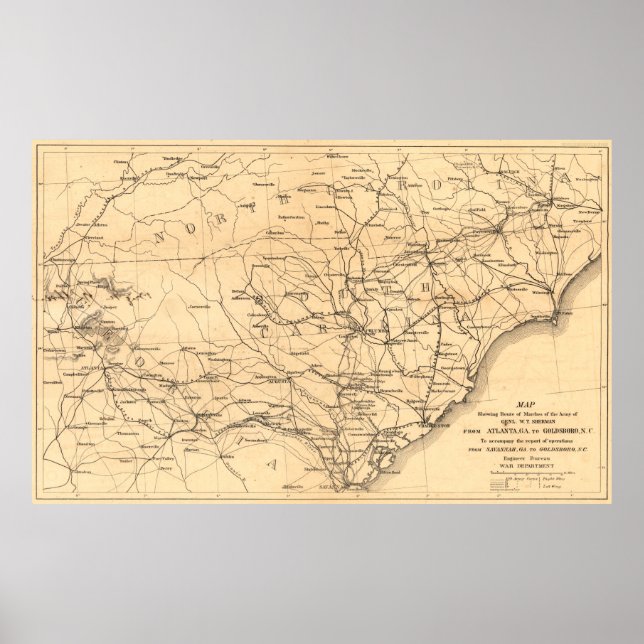Sherman från Atlanta till Goldsboro Poster (Framsidan)