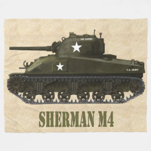 SHERMAN M4 AMERIKANSKT WWII KRIGSFORDON FLEECEFILT
