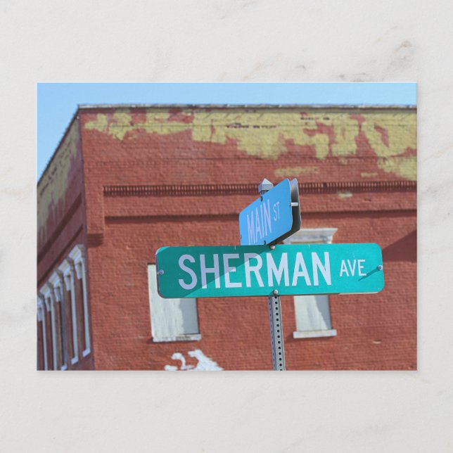 Sherman Street Sign in Kingman, Kansas Vykort (Framsida)