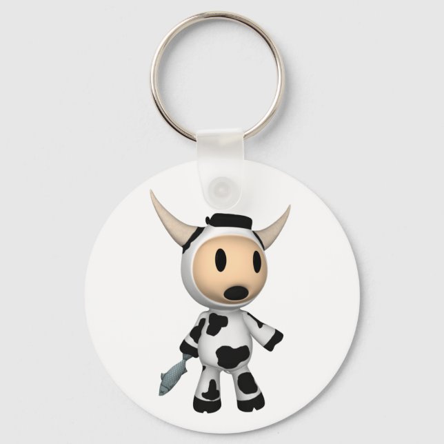 Sherman the Alaska Cow Surprised Keychain Nyckelring (Framsida)