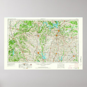 Sherman TX Topo Karta Poster
