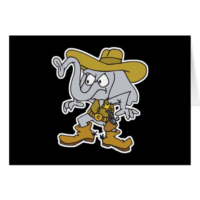 sherriff cowboy elefant hälsningskort (Framsidan Horizontal)