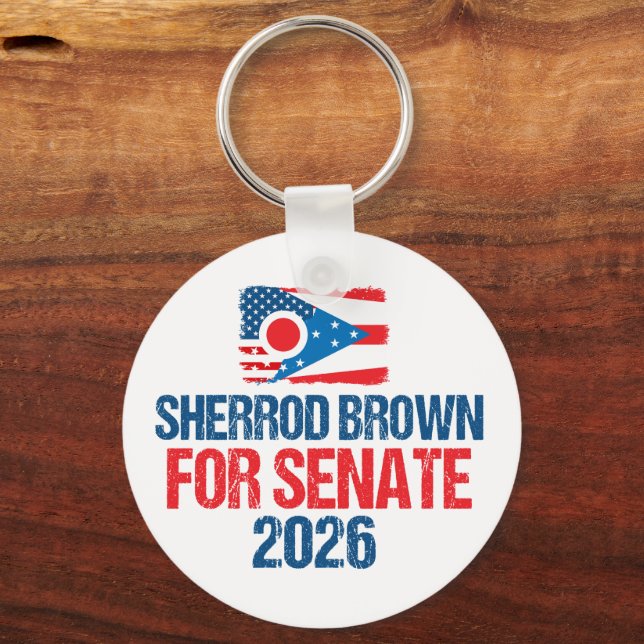 Sherrod Brown for Senate 2026 Election Ohio Flag Nyckelring (Framsida)