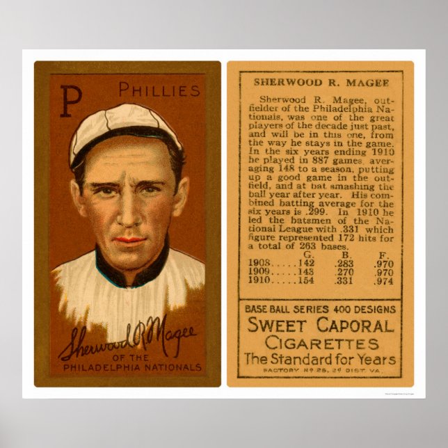 Sherry Magee Phillies Baseball 1911 Poster (Framsidan)