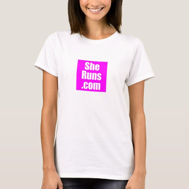 SheRuns.com Klubb för Rosa Square Running T Shirt (Framsida)