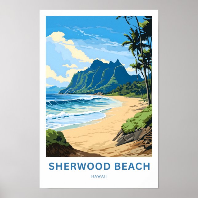 Sherwood Beach Hawaii Travel Skriv ut Poster (Framsidan)
