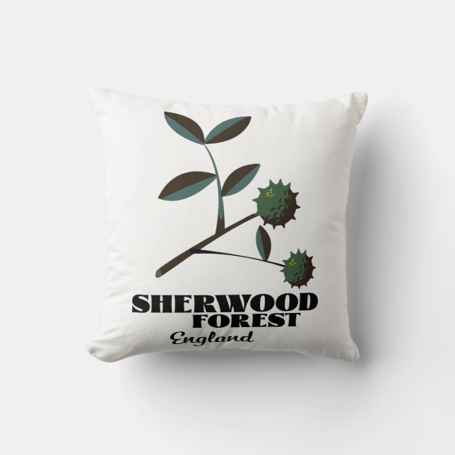 Sherwood Forest England resa affisch Klassisk Roun Kudde (Framsida)