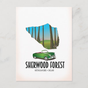 Sherwood Forest Nottinghamshire karta Vykort