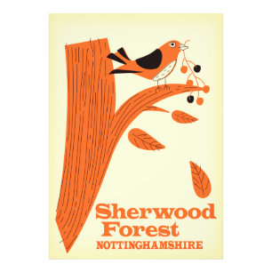 Sherwood Forest, reseaffisch i Nottinghamshire Fototryck