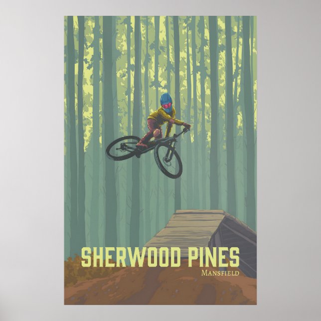 Sherwood Pines Mountain Biking Reseskylt Poster (Framsidan)