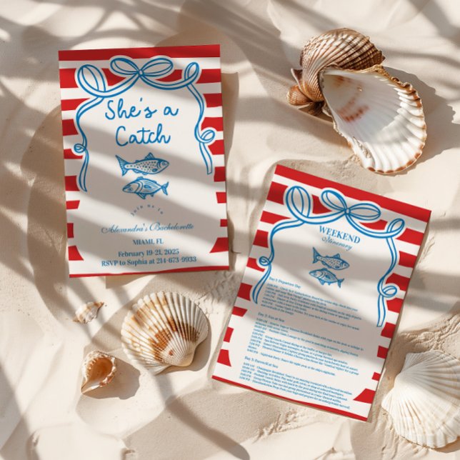 She's A Catch Bachelorette Celebration Inbjudningar (Skapare uppladdad)