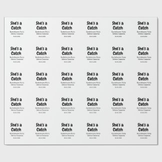 She's a catch bachelorette party name date simple  presentpapper