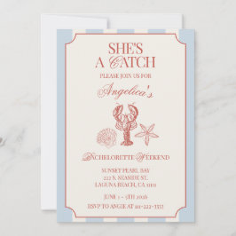 She's A Catch Bachelorette Weekend Itinerary and Inbjudningar