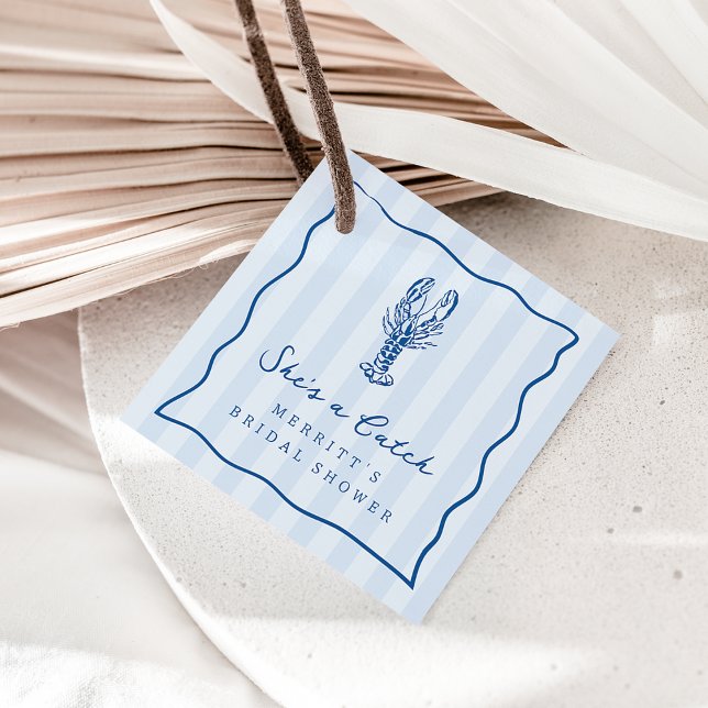 She's a Catch | Bröllopsfest för kustlobster  Gåvor Etiketter (Skapare uppladdad)