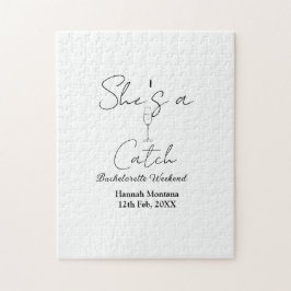 She's a catch champagne bottle bachelorette weeken pussel