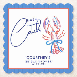 She's A Catch Coastal Hummer Bröllopsdusch Underlägg Papper