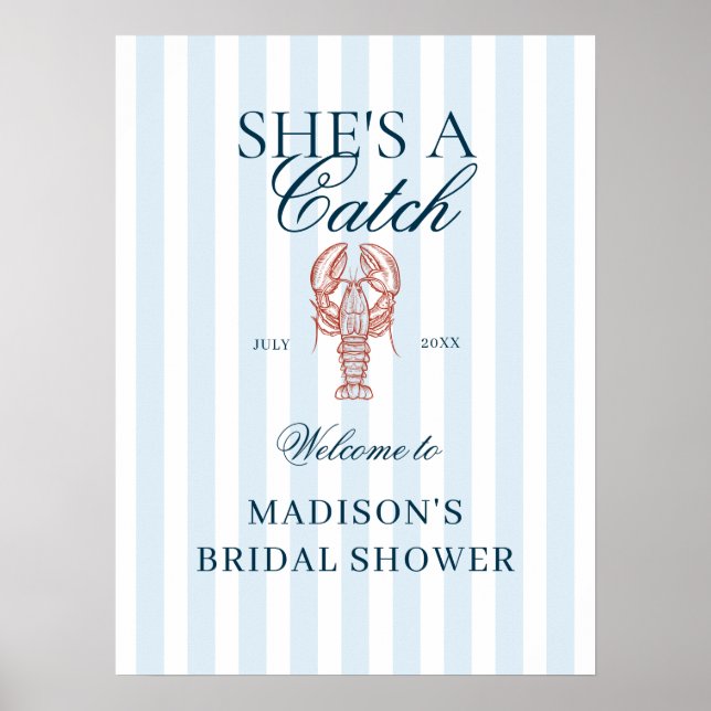 She's a catch Lobster Bridal Shower Welcome Poster (Framsidan)