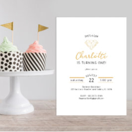 Shes a Gem Guld Diamond Birthday-inbjudan Inbjudningar