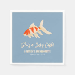 She's A Lucky Catch Koi Fish Blue Bachelorette Pappersservett