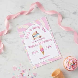 She's a sweet one! first birthday invitation inbjudningar