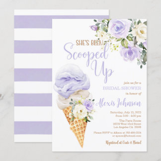 She's Been Scooped Up Bridal Shower (Purple) Inbjudningar