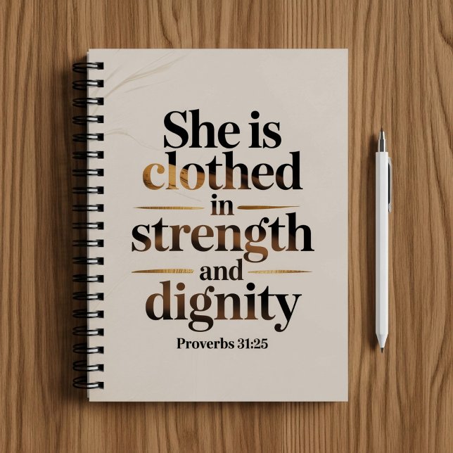 She's clothed in strength. Bible verse notebook  Anteckningsbok (Skapare uppladdad)