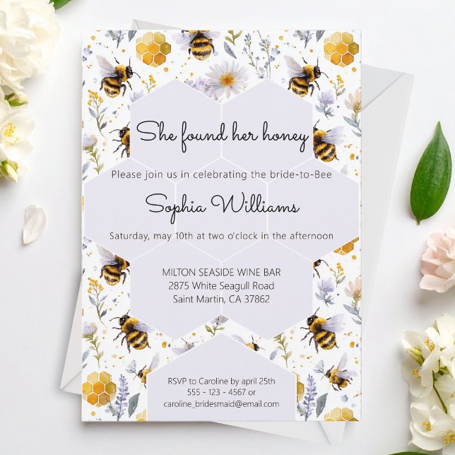 She's Found Her Honey Bees Floral Bridal Shower Inbjudningar (Skapare uppladdad)