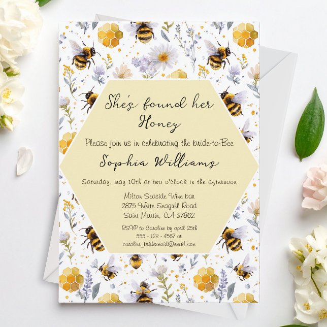 She's Found Her Honey Bees Floral Bridal Shower Inbjudningar (Skapare uppladdad)