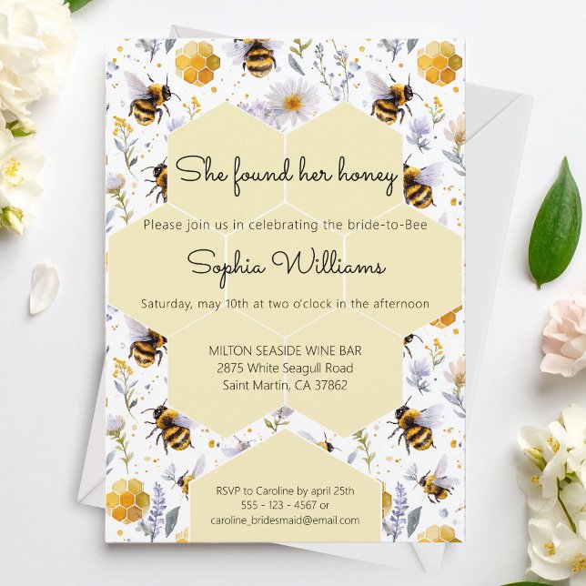 She's Found Her Honey Bees Floral Bridal Shower Inbjudningar (Skapare uppladdad)