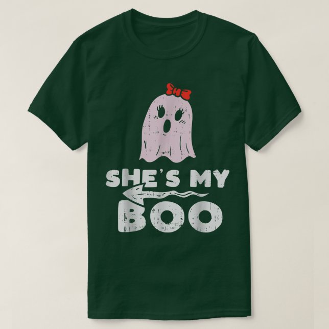 Shes My Boo Cute Matching Couple Halloween Costume T Shirt (Design framsida)