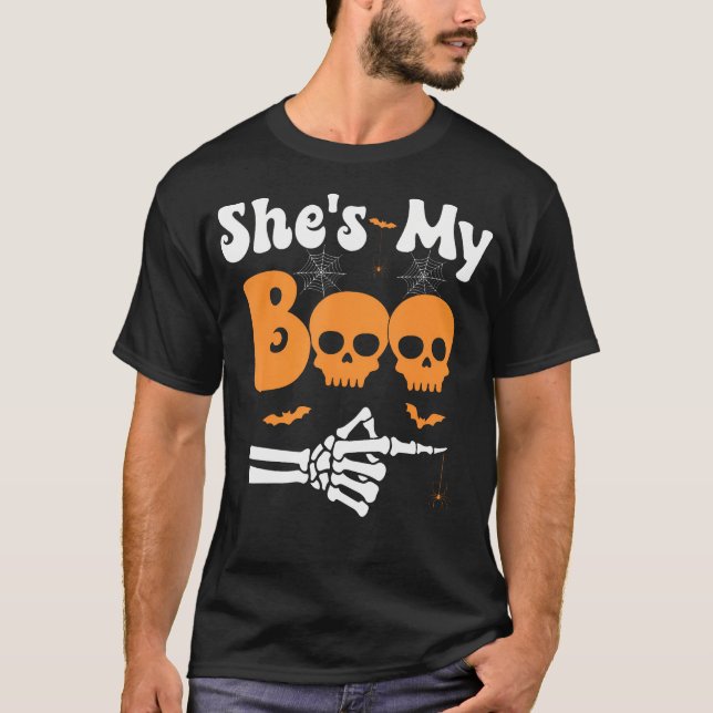 Shes My Boo Skeleton Par Matching Couple Hallo T Shirt (Framsida)