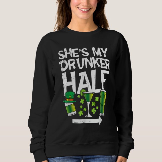 She's My Drunker Half Green Lucky Shamrock St Patr T Shirt (Framsida)