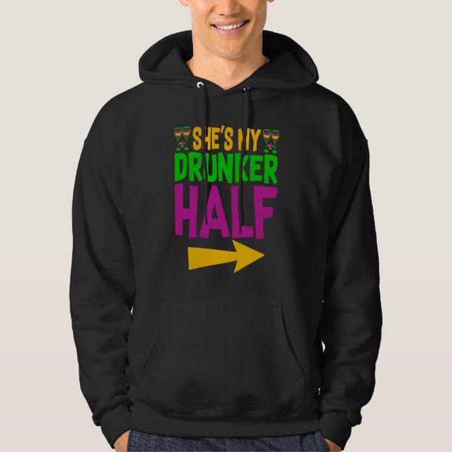 She's My Drunker Half Matching Couple Girlfriend M Hoodie (Framsida)