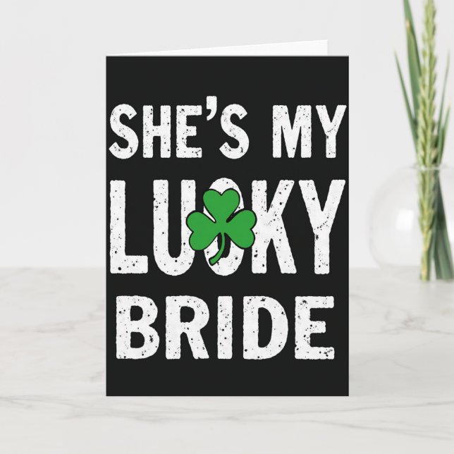 Shes My Lucky Bride Shamrock Card Kort (Framsida)