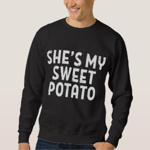 Shes My Sweet Potato Matching Par Thanksgiving Lång Ärmad Tröja