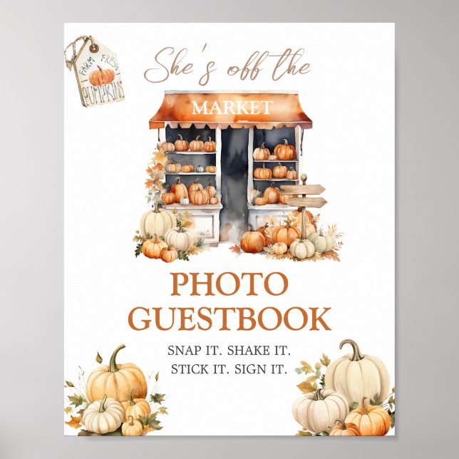 She's Off The Market Fall Pumpkin Photo Guestbook Poster (Framsidan)