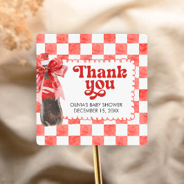 She's Ready to Pop Baby Shower Fyrkantigt Klistermärke