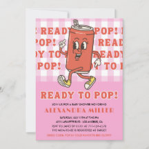 She's Ready to Pop Baby Shower Retro Pink Gingham