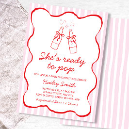 She's Ready To Pop Red Soda Bottle Baby Shower Inbjudningar