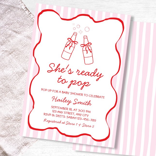 She's Ready To Pop Red Soda Bottle Baby Shower Inbjudningar (She's Ready To Pop Red Soda Bottle Baby Shower Invitation)
