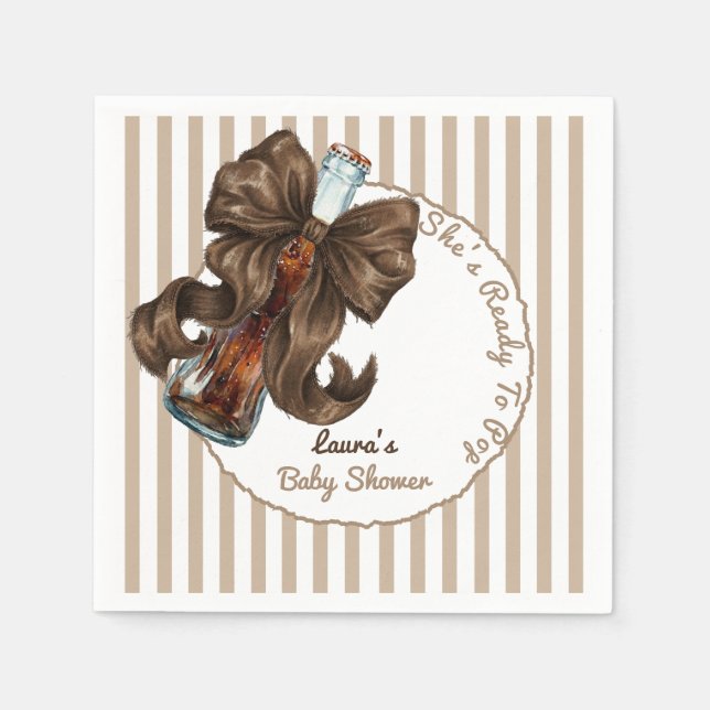 She's Ready To Pop Soda Bow Baby Shower Pappersservett (Framsidan)