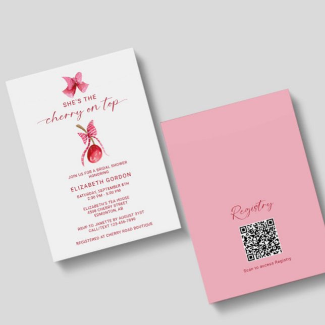 She's the Cherry on Top Bridal Shower QR Registry Inbjudningar (Skapare uppladdad)