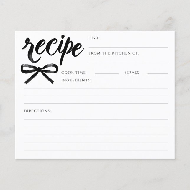 She's Tying the Knot Black Bow Bridal Recipe Card (Framsida)